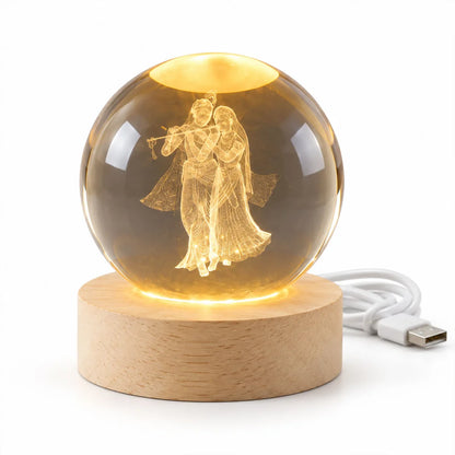 Radha Krishna 3D Crystal Lamp