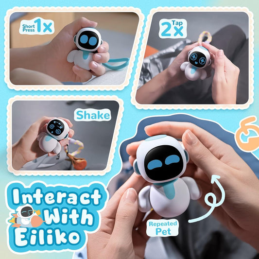Eiliko Aquamarine - Your Tiny AI Charm Robot with AI, and Matches Every Daily Outfit, Fun Electronic Pendant Toys, Gifts for Couples and Best Friends.