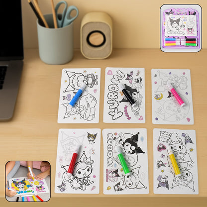 Kuromi Kids Coloring Book Set with 6 Sheets and 6 Markers