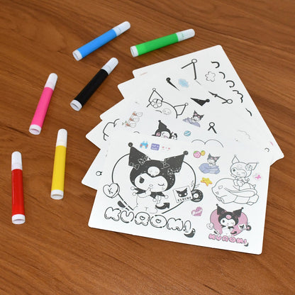 Kuromi Kids Coloring Book Set with 6 Sheets and 6 Markers