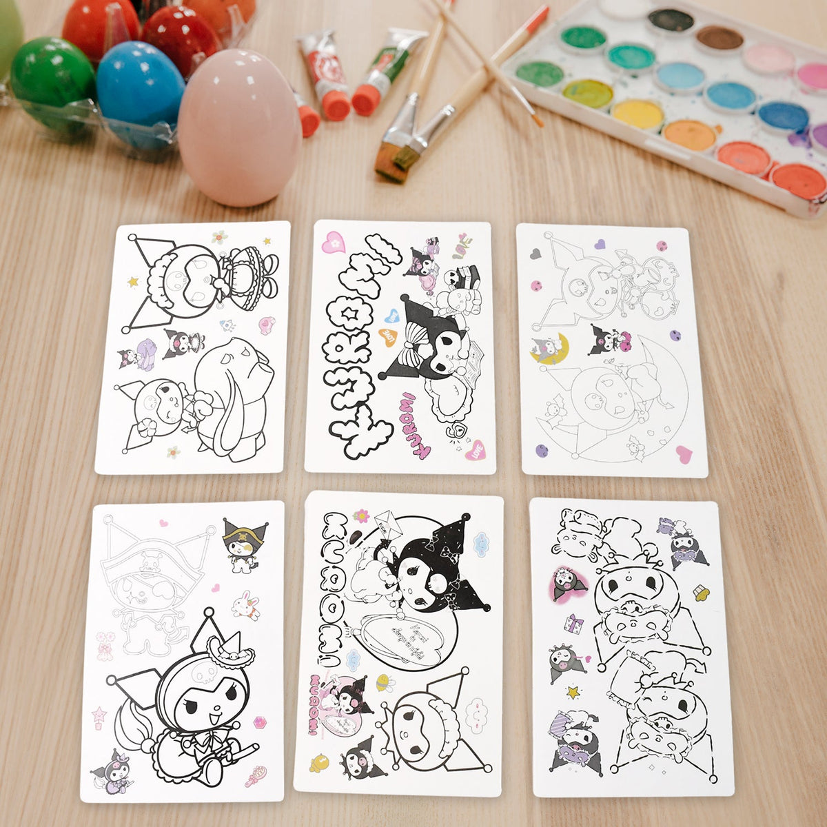 Kuromi Kids Coloring Book Set with 6 Sheets and 6 Markers