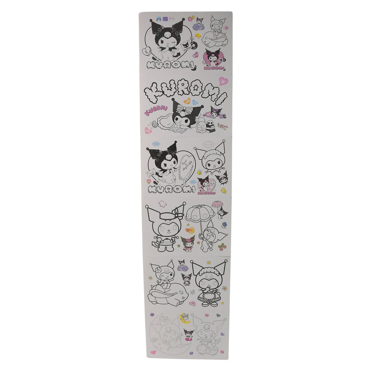 Kuromi Kids Coloring Book Set with 6 Sheets and 6 Markers