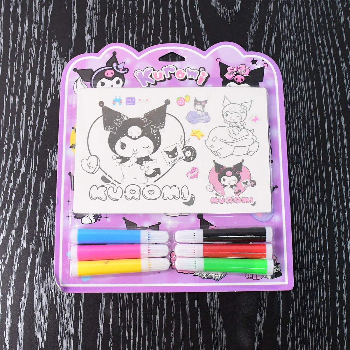Kuromi Kids Coloring Book Set with 6 Sheets and 6 Markers