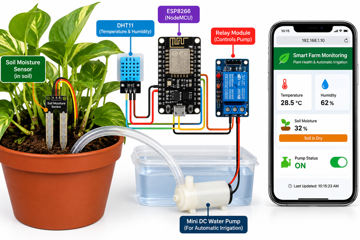 IoT Based Smart Farm Monitoring and Automatic Pump Control