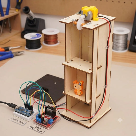 DIY Smart Elevator Model Kit – Arduino Nano & L298N Motor Driver STEM Project